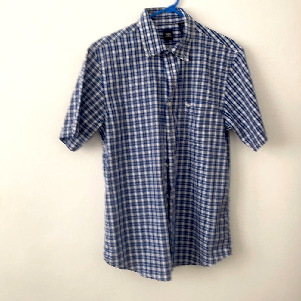 Dockers Blue Plaid Short Sleeve Shirt Medium